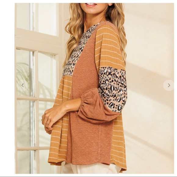 #26 Long Sleeves Color Block Boho Chic Floral Top - Picture 6 of 6